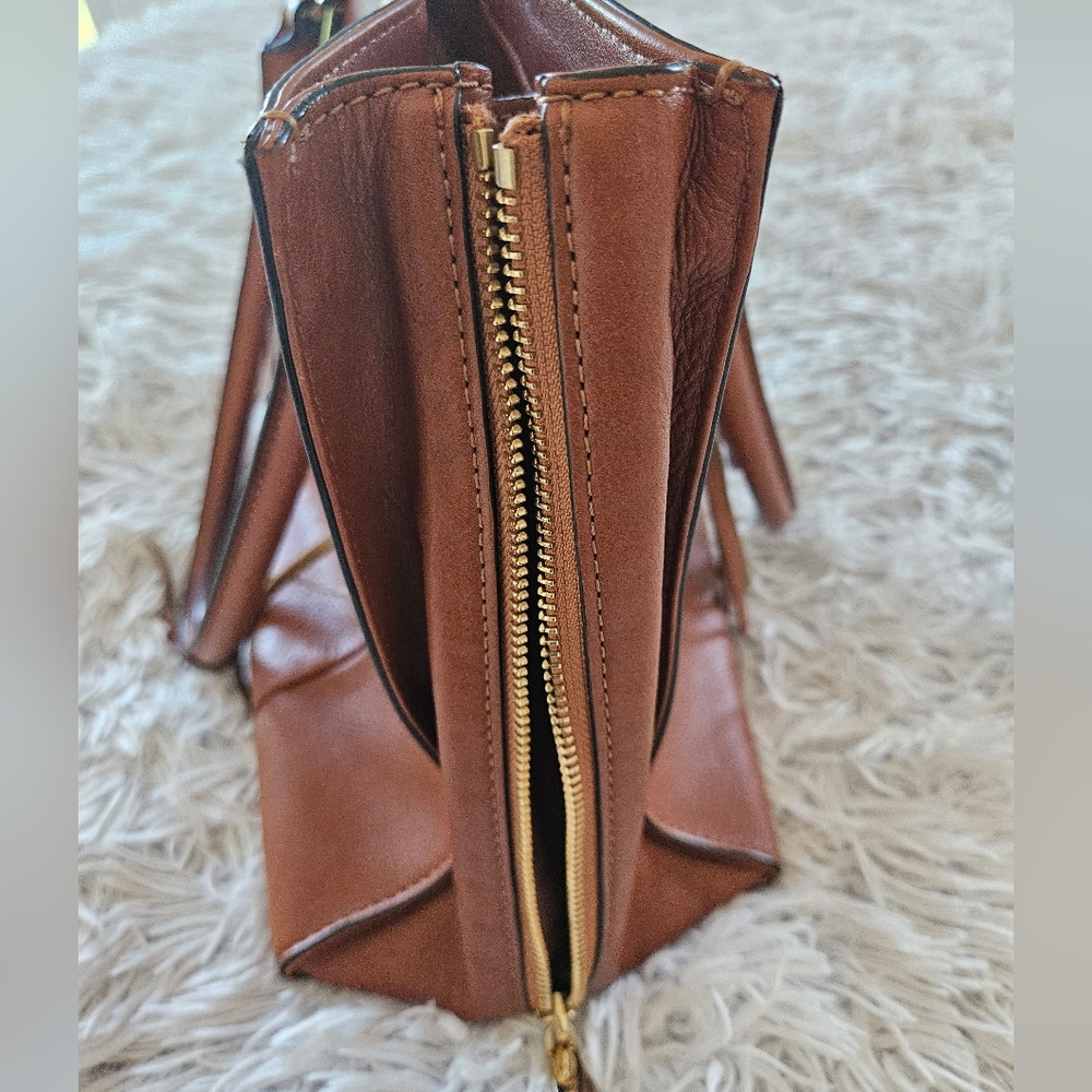 Rebecca Minkoff Regan Satchel Brown Leather Large Tote Bag Expandable Spacious - Picture 7 of 15